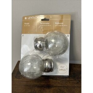 NEW LEVOLOR Crackled Glass Finials for 1-3/8" Rods V7004277088, Cracked Finish